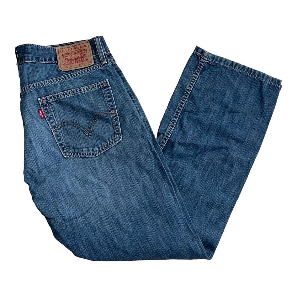 Levi's 514 Men's Size 34x30 Blue Jeans Straight Leg Regular Fit Dark Wash Denim